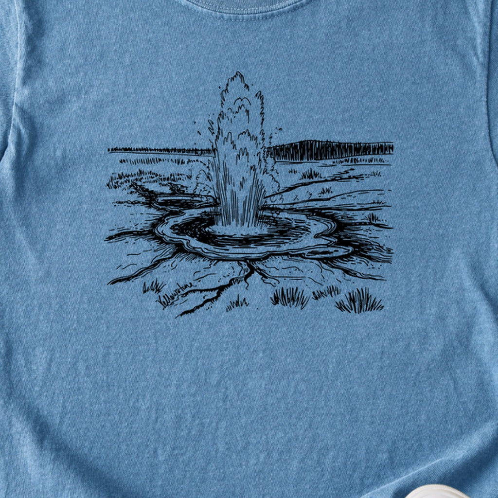 Yellowstone Line Drawing Kids Cotton T-Shirt