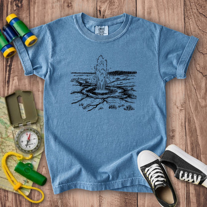 Yellowstone Line Drawing Kids Cotton T-Shirt