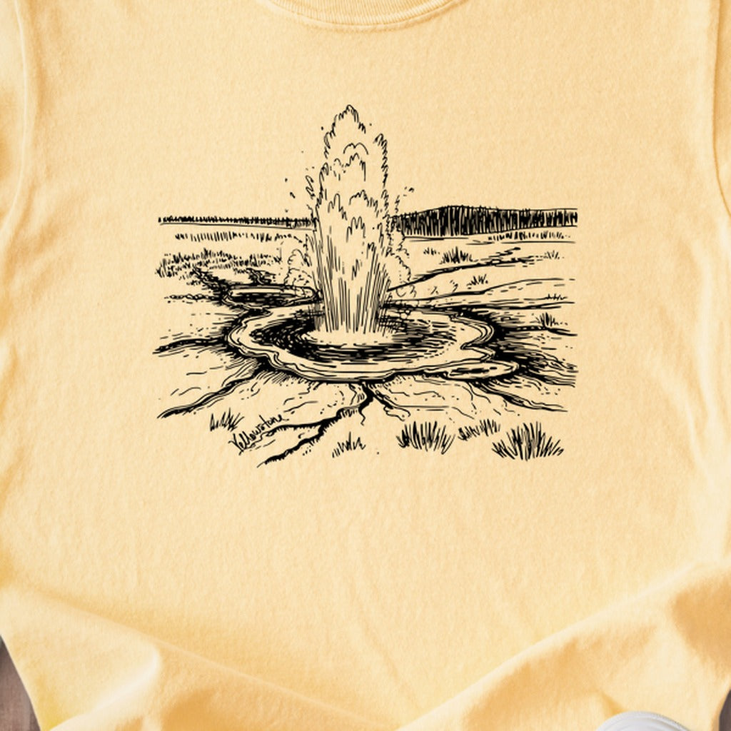 Yellowstone Line Drawing Kids Cotton T-Shirt