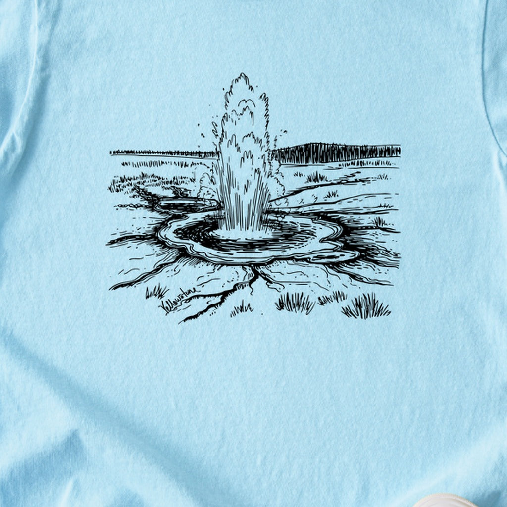 Yellowstone Line Drawing Kids Cotton T-Shirt