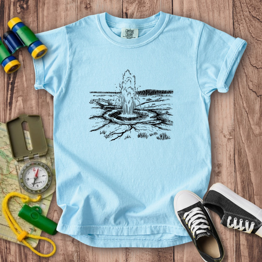 Yellowstone Line Drawing Kids Cotton T-Shirt