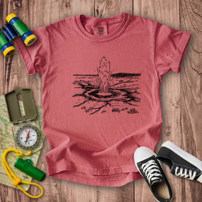 Yellowstone Line Drawing Kids Cotton T-Shirt