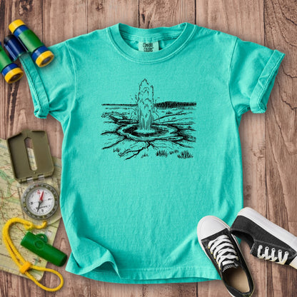 Yellowstone Line Drawing Kids Cotton T-Shirt