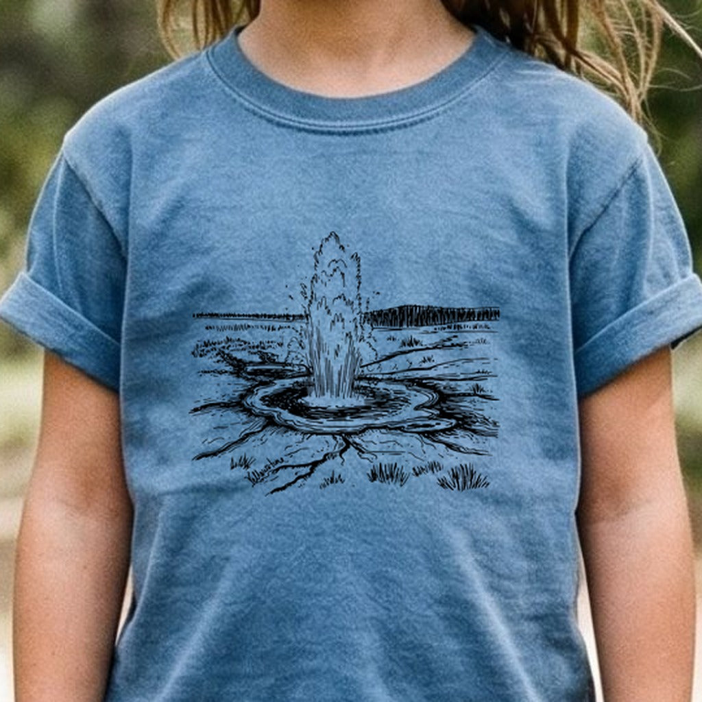 Yellowstone Line Drawing Kids Cotton T-Shirt