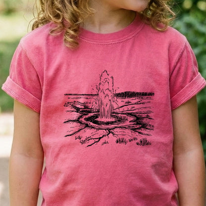Yellowstone Line Drawing Kids Cotton T-Shirt