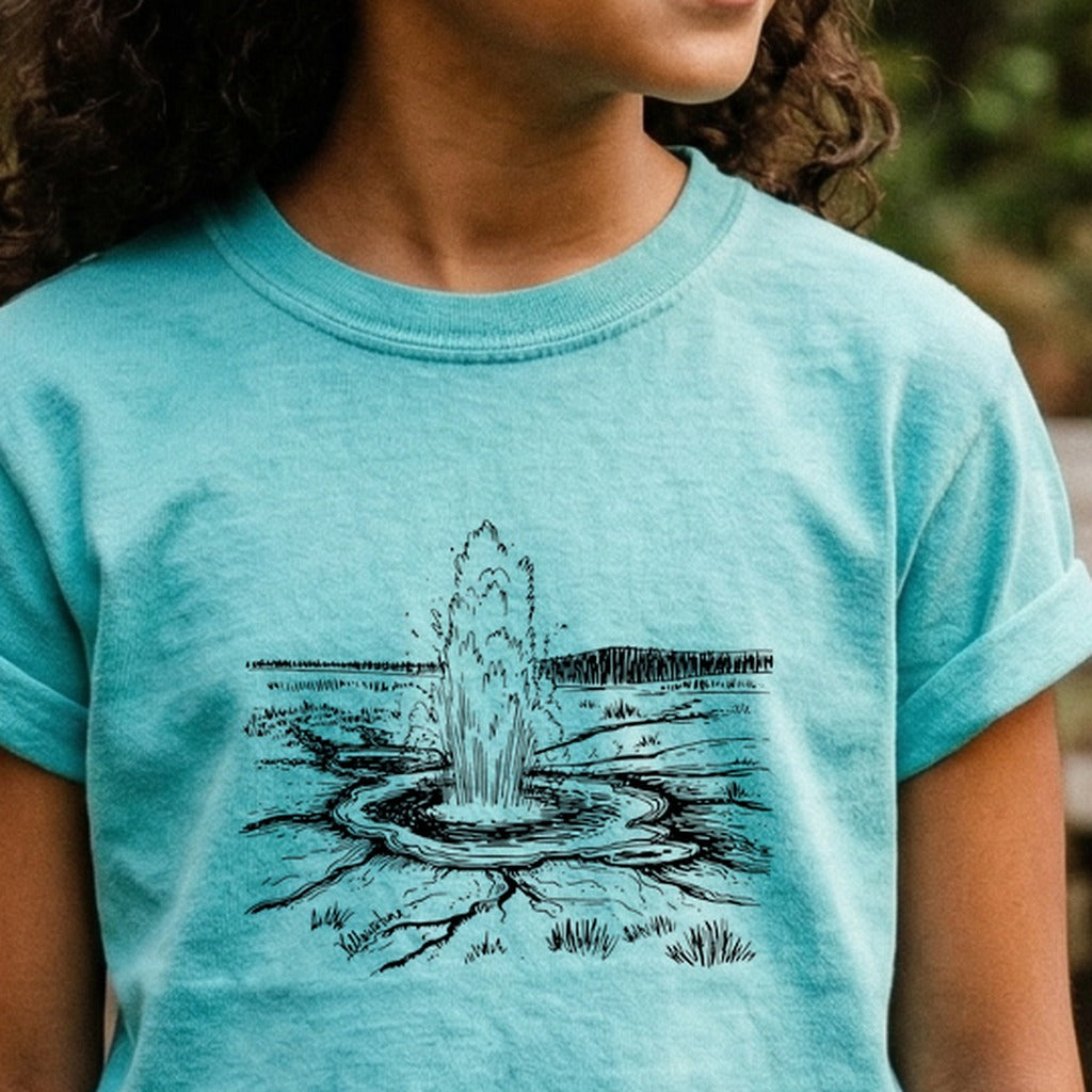Yellowstone Line Drawing Kids Cotton T-Shirt