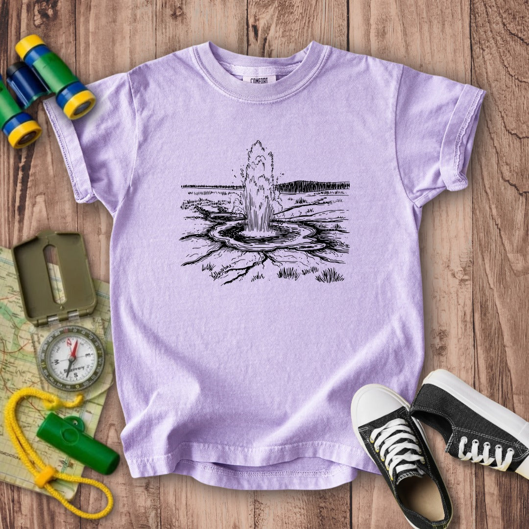Yellowstone Line Drawing Kids Cotton T-Shirt