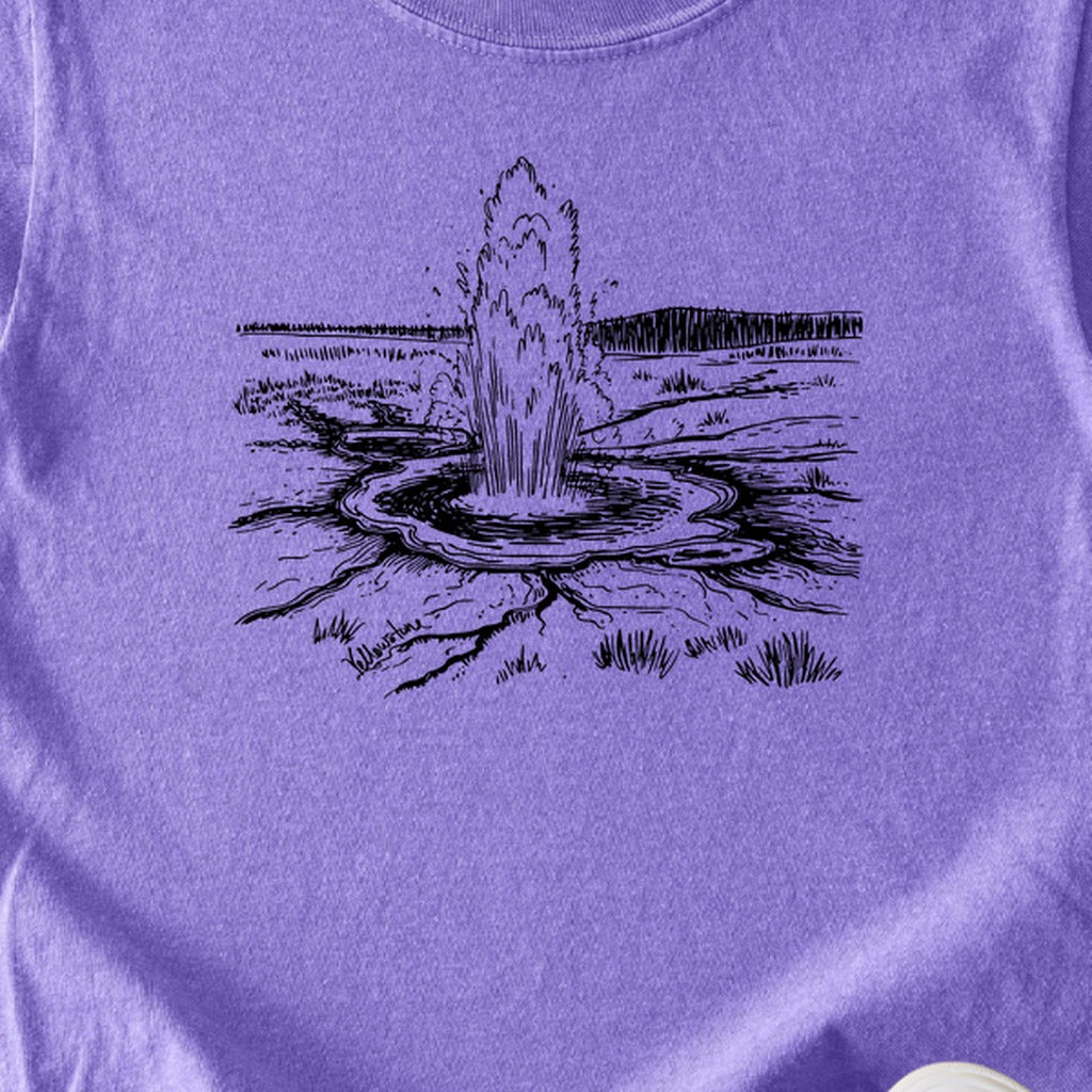 Yellowstone Line Drawing Kids Cotton T-Shirt