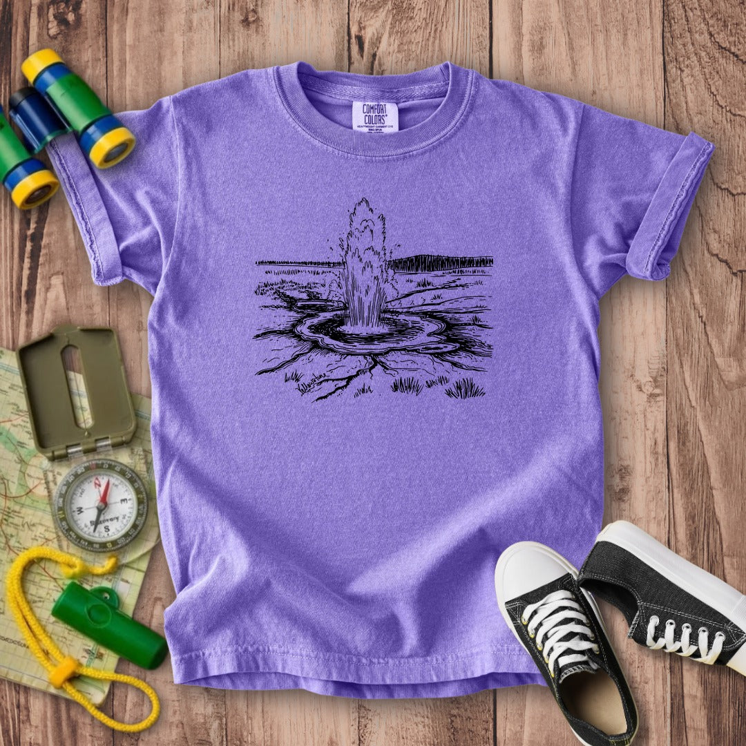 Yellowstone Line Drawing Kids Cotton T-Shirt