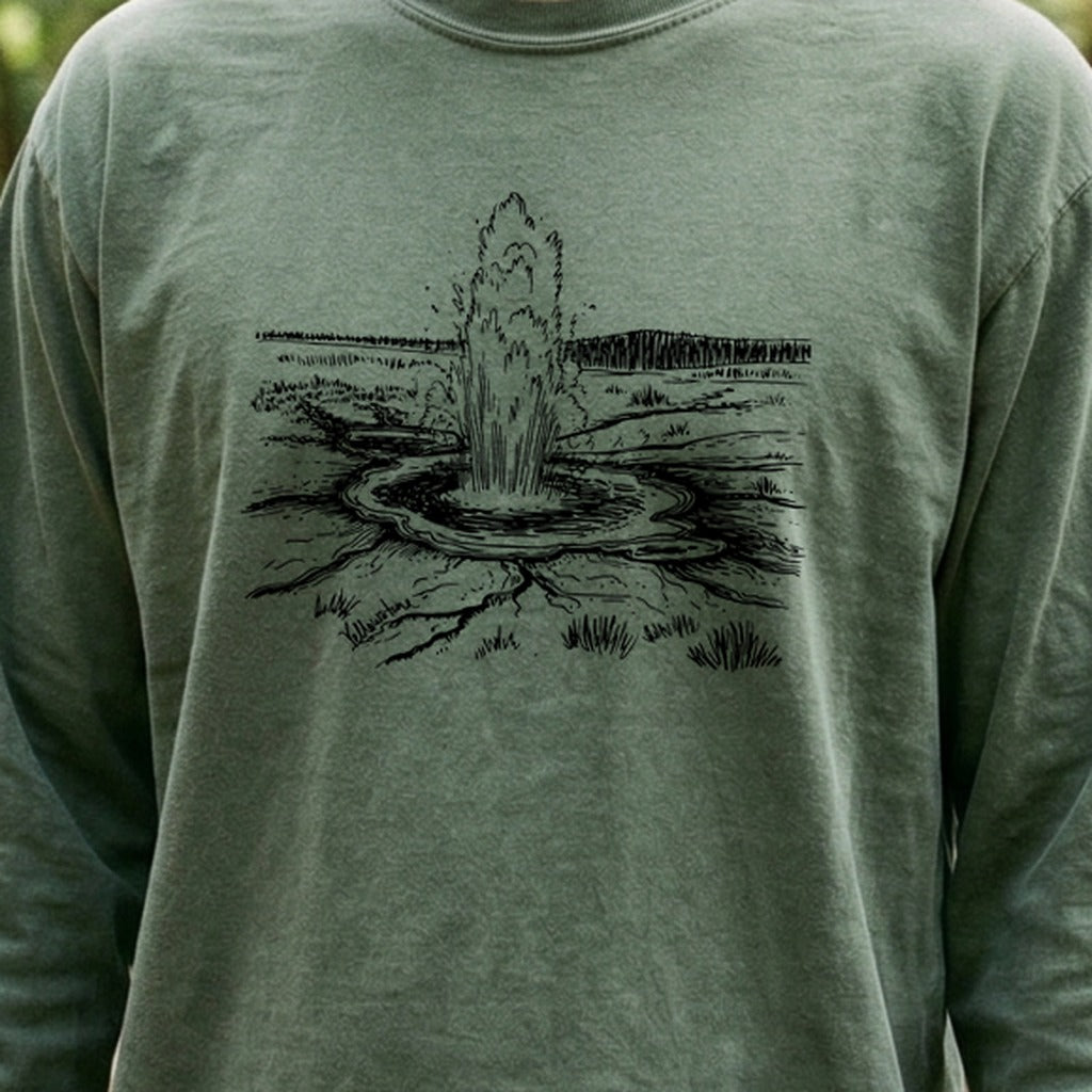Yellowstone Line Drawing Cotton Long Sleeve