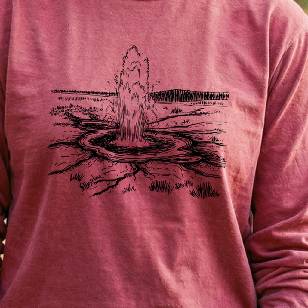 Yellowstone Line Drawing Cotton Long Sleeve