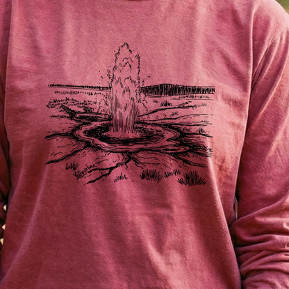 Yellowstone Line Drawing Cotton Long Sleeve