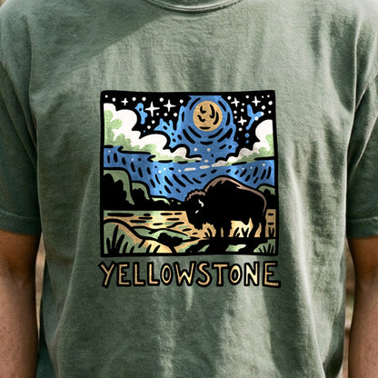 Yellowstone National Park at Night Cotton T-Shirt