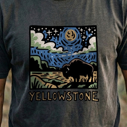 Yellowstone National Park at Night Cotton T-Shirt