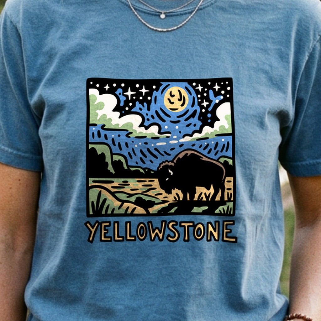 Yellowstone National Park at Night Cotton T-Shirt