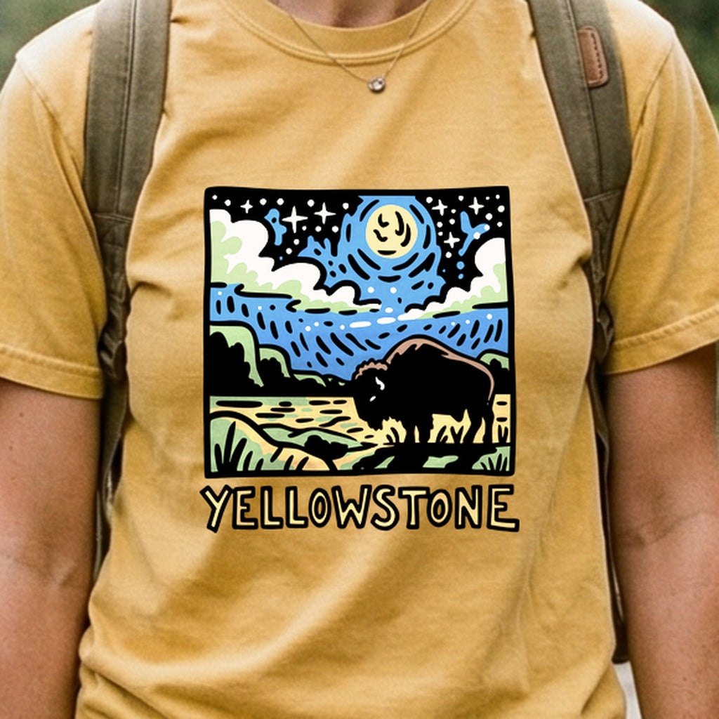 Yellowstone National Park at Night Cotton T-Shirt