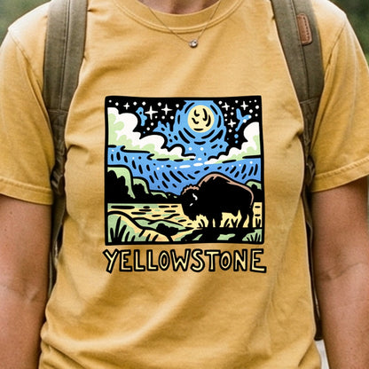 Yellowstone National Park at Night Cotton T-Shirt