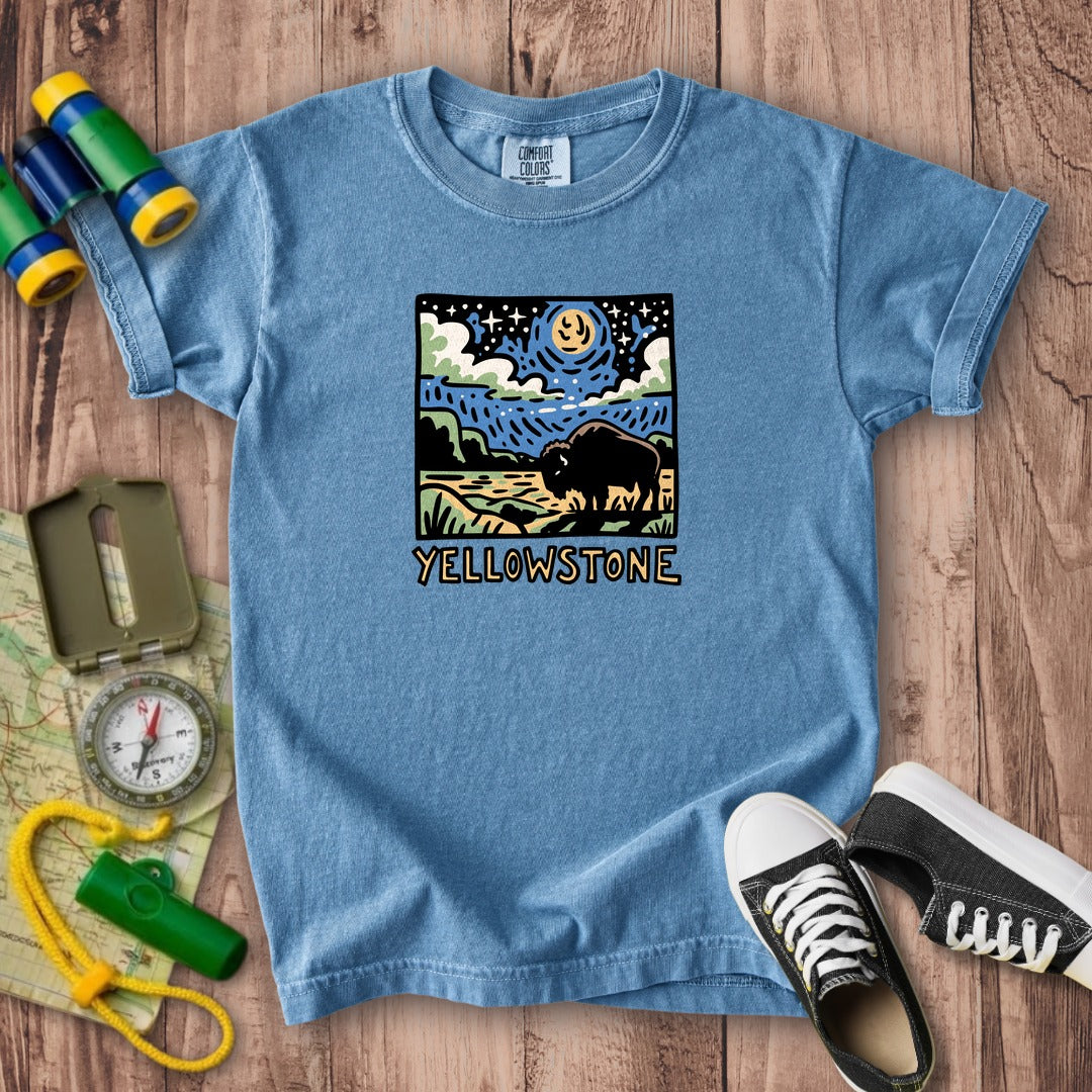 Yellowstone National Park at Night Kids Cotton T-Shirt