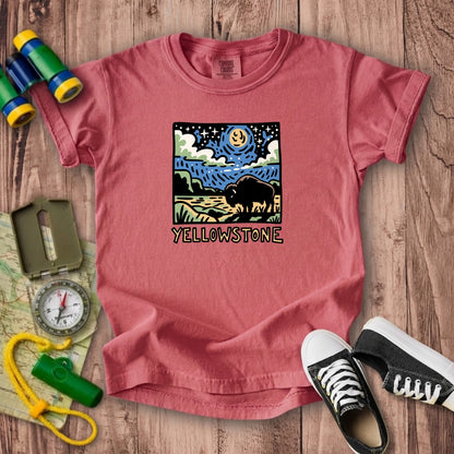 Yellowstone National Park at Night Kids Cotton T-Shirt