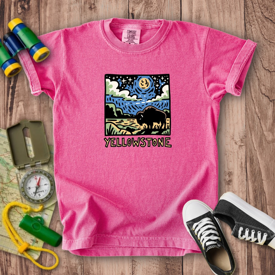 Yellowstone National Park at Night Kids Cotton T-Shirt