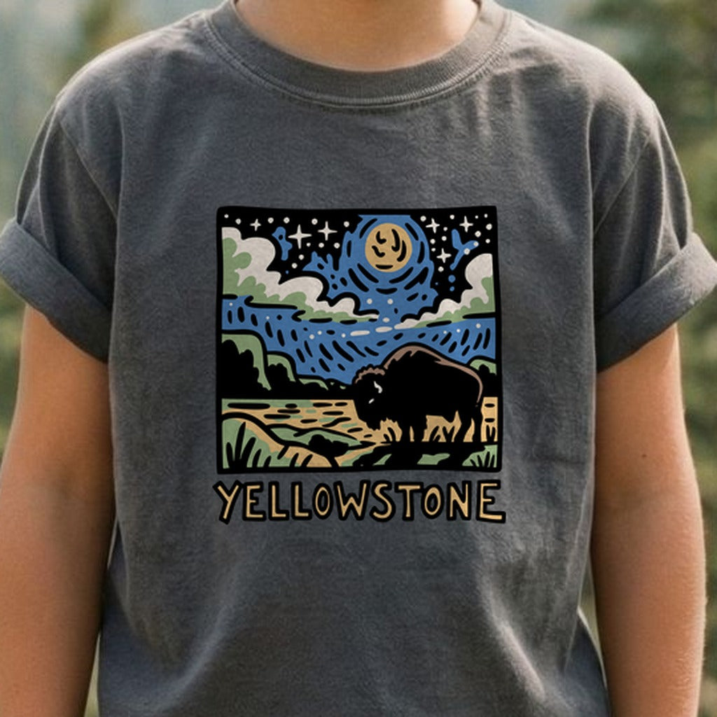 Yellowstone National Park at Night Kids Cotton T-Shirt