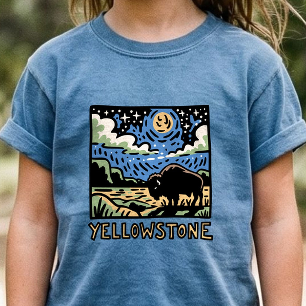 Yellowstone National Park at Night Kids Cotton T-Shirt