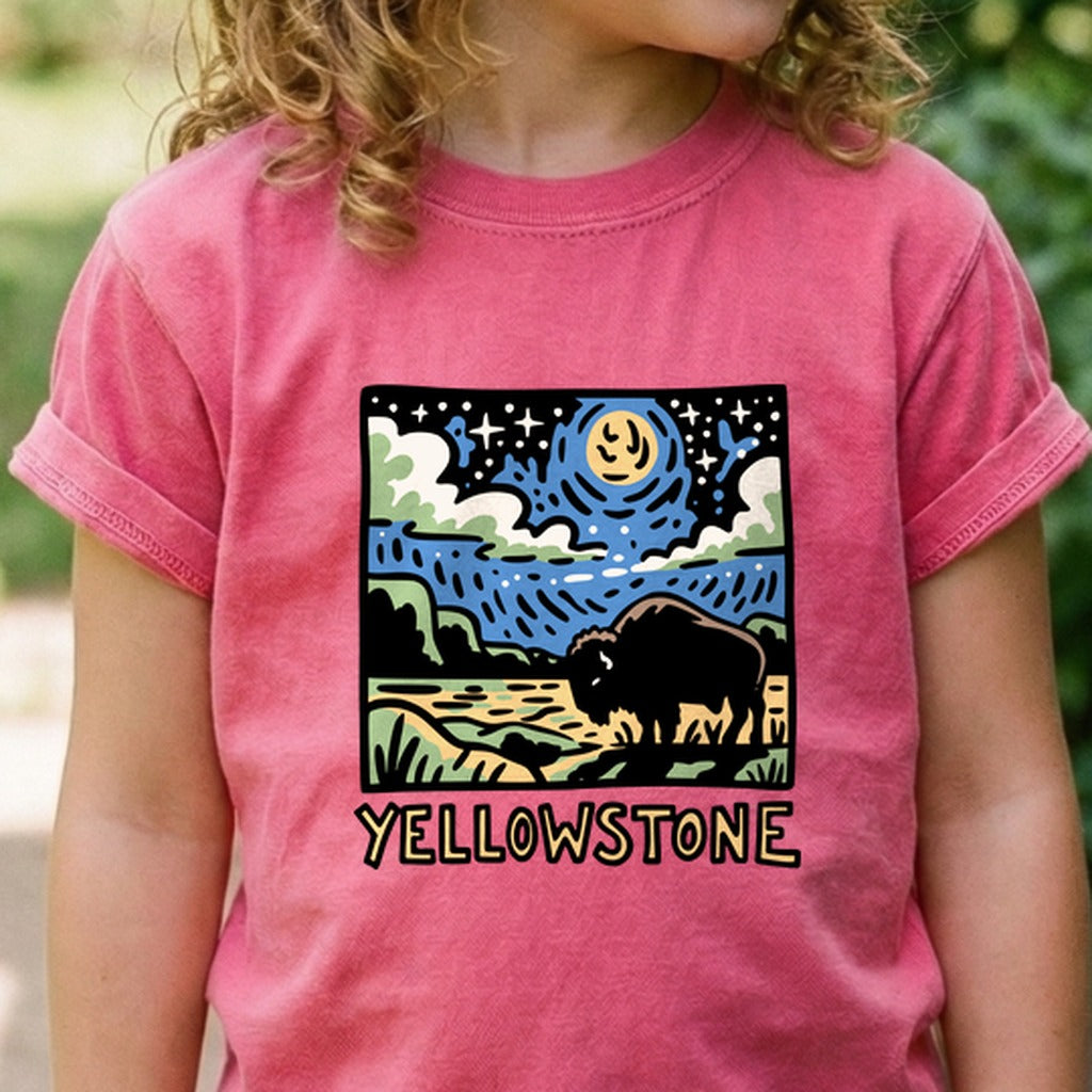 Yellowstone National Park at Night Kids Cotton T-Shirt