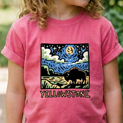 Yellowstone National Park at Night Kids Cotton T-Shirt