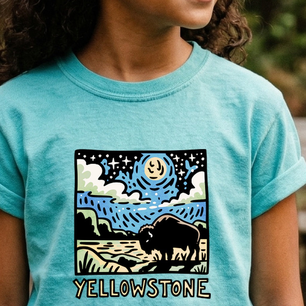 Yellowstone National Park at Night Kids Cotton T-Shirt