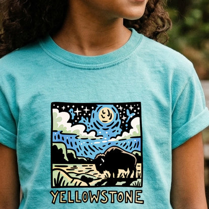 Yellowstone National Park at Night Kids Cotton T-Shirt
