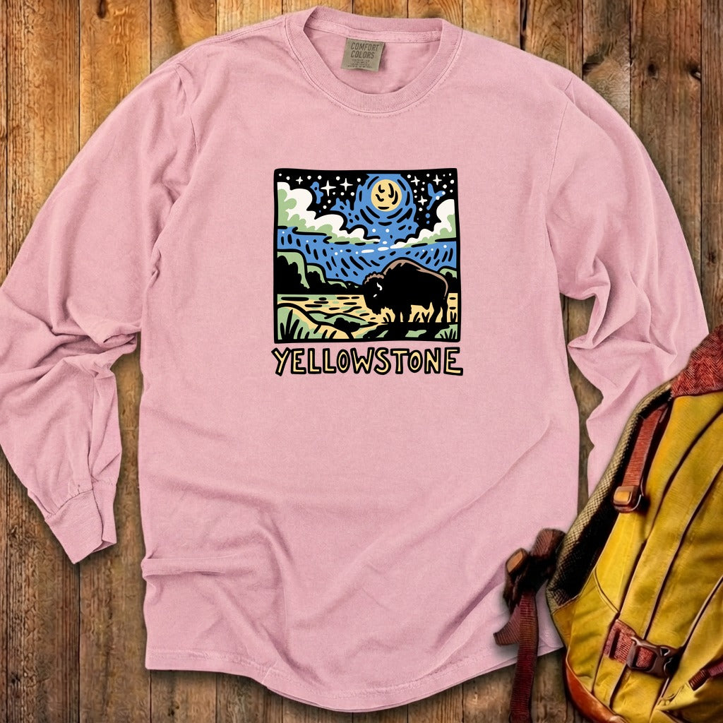 Yellowstone National Park at Night Cotton Long Sleeve