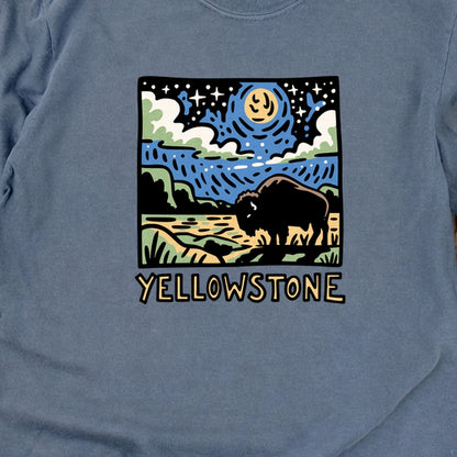 Yellowstone National Park at Night Cotton Long Sleeve