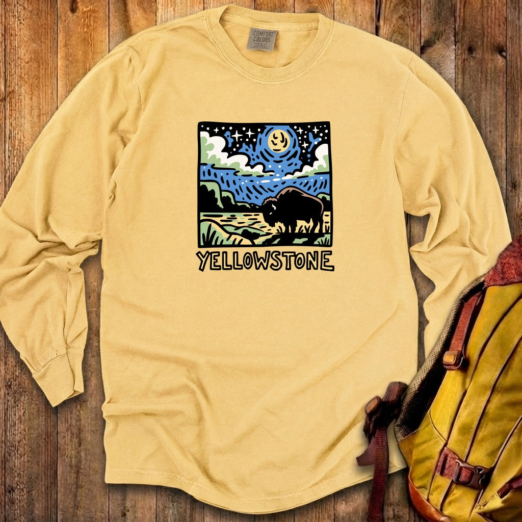Yellowstone National Park at Night Cotton Long Sleeve