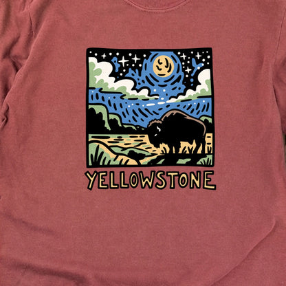 Yellowstone National Park at Night Cotton Long Sleeve