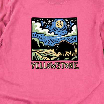 Yellowstone National Park at Night Cotton Long Sleeve