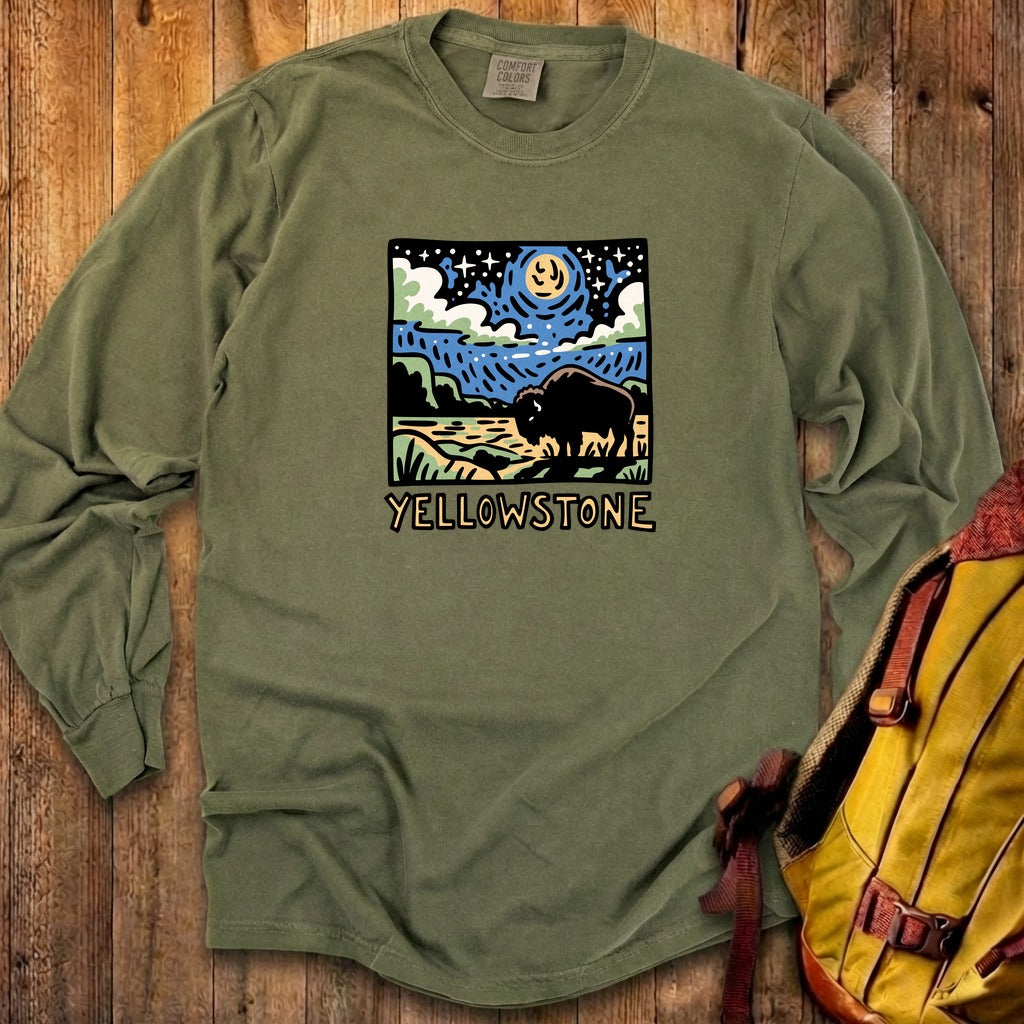 Yellowstone National Park at Night Cotton Long Sleeve