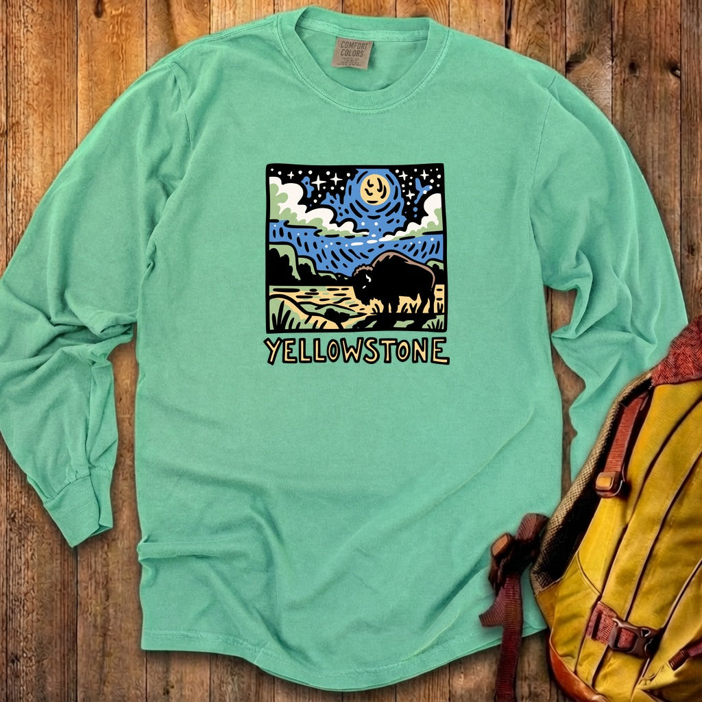 Yellowstone National Park at Night Cotton Long Sleeve