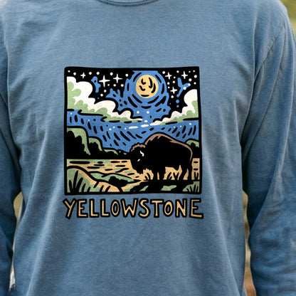 Yellowstone National Park at Night Cotton Long Sleeve