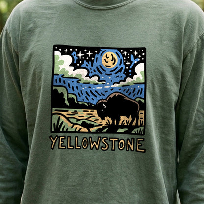 Yellowstone National Park at Night Cotton Long Sleeve