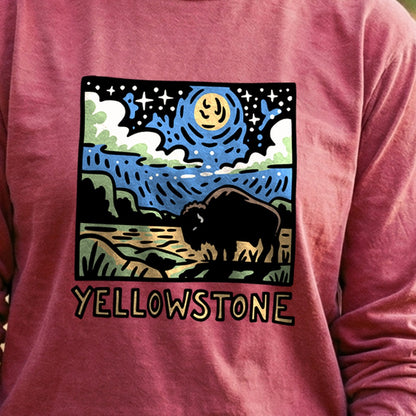 Yellowstone National Park at Night Cotton Long Sleeve