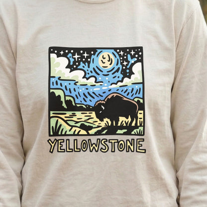 Yellowstone National Park at Night Cotton Long Sleeve