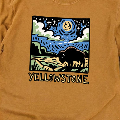 Yellowstone National Park at Night Cotton Long Sleeve