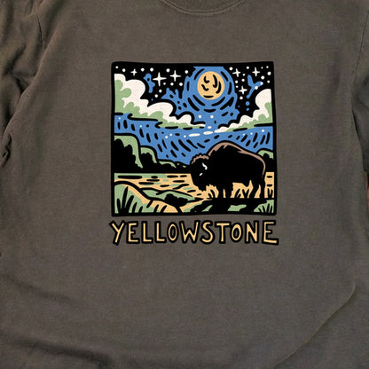 Yellowstone National Park at Night Cotton Long Sleeve