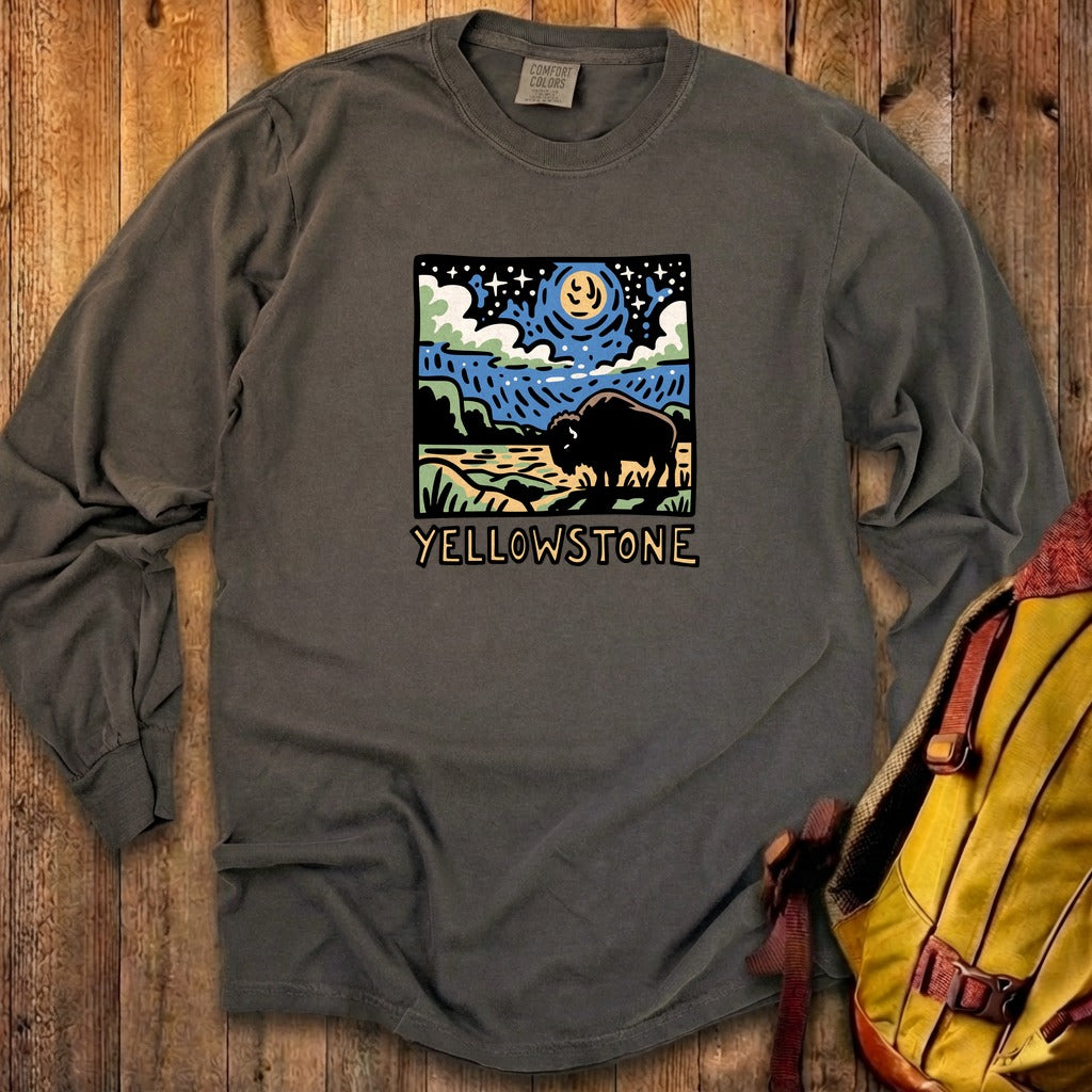 Yellowstone National Park at Night Cotton Long Sleeve