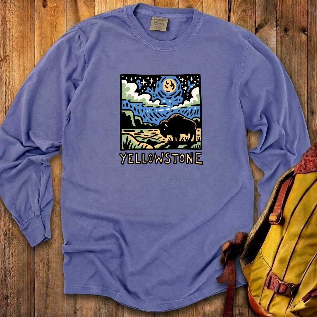 Yellowstone National Park at Night Cotton Long Sleeve