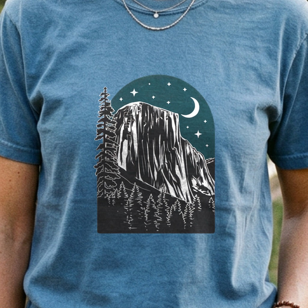 Yosemite El Capitan at Night Cotton T-Shirt