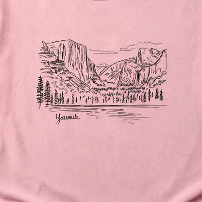Yosemite Line Drawing Cotton T-Shirt