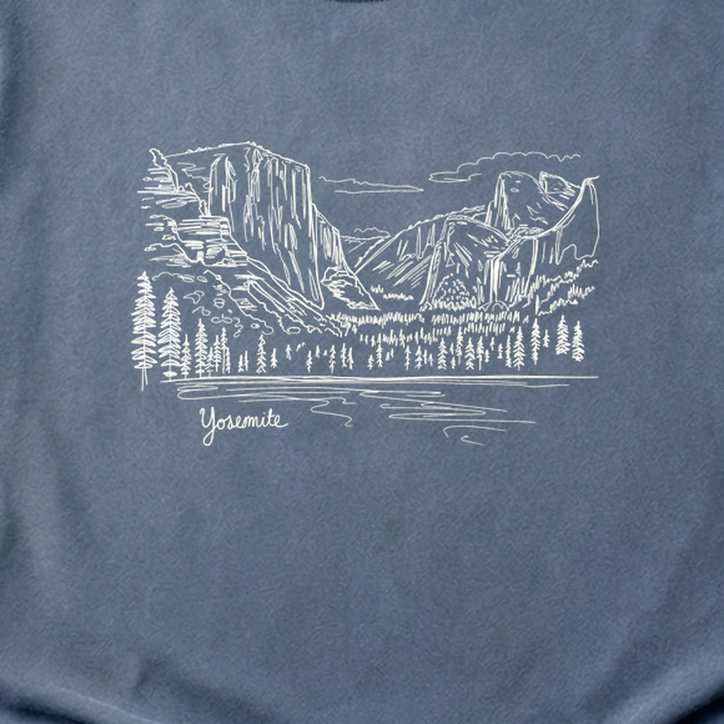 Yosemite Line Drawing Cotton T-Shirt