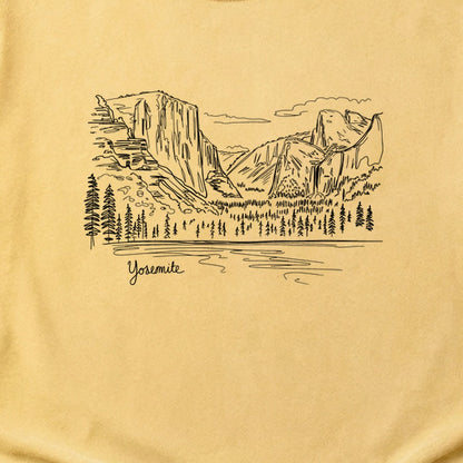 Yosemite Line Drawing Cotton T-Shirt