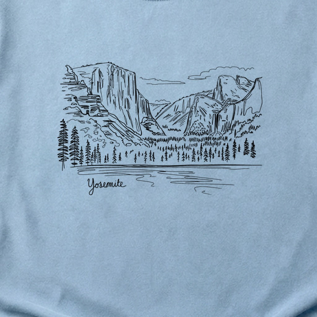 Yosemite Line Drawing Cotton T-Shirt